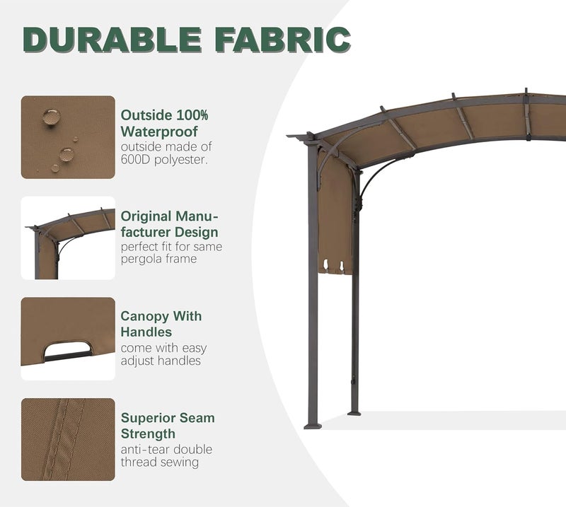 SCOMANAGE 85''x 208'' Universal Doubleton Steel Pergola Replacement Cover for Pergola L-PG080PST, (Brown) - Image 3